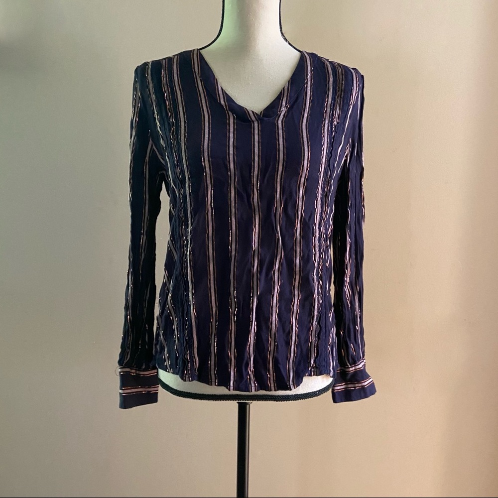 Hinge striped metallic blouse
